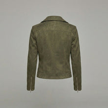 Laden Sie das Bild in den Galerie-Viewer, Women's Suede Zip-Up Moto Biker Jacket