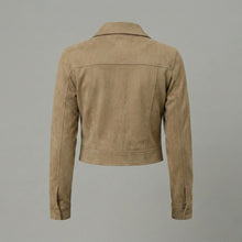 Load image into Gallery viewer, Women's Cropped Tan Suede Jacket