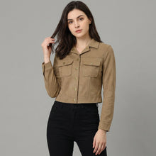 Load image into Gallery viewer, Women's Cropped Tan Suede Jacket