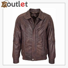 Load image into Gallery viewer, Mens Leather Bomber Jacket with Fur Collar