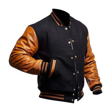 Laden Sie das Bild in den Galerie-Viewer, Varsity Jacket Men College Baseball handmade Leather Jacket Leather Outlet