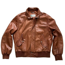 Load image into Gallery viewer, Vintage Mens Brown Leather Bomber Jacket Leather Outlet