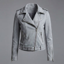 Laden Sie das Bild in den Galerie-Viewer, Women's Cropped Suede Moto Jacket