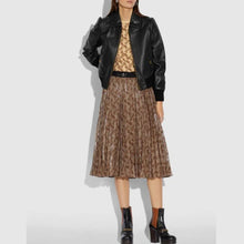 Load image into Gallery viewer, Women Black Shearling Leather Bomber Jacket