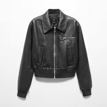 Laden Sie das Bild in den Galerie-Viewer, Damen Vintage Handmade Bomber-Lederjacke