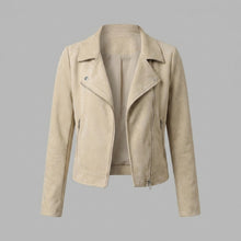 Load image into Gallery viewer, Women's Beige Suede Moto Jacket