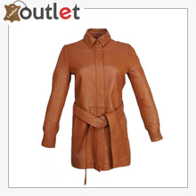 Load image into Gallery viewer, Women's Brown Leather Dress Shirt