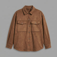 Laden Sie das Bild in den Galerie-Viewer, Women's Brown Suede Shacket