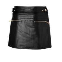 Laden Sie das Bild in den Galerie-Viewer, Womens Black Leather Skirt Lambskin Leather Outlet