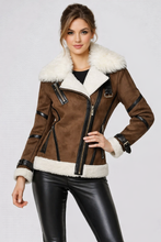 Load image into Gallery viewer, Women's Brown Shearling Bomber Jacket