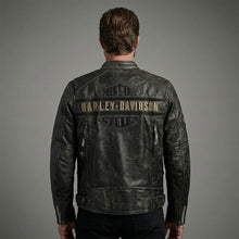 Laden Sie das Bild in den Galerie-Viewer, Herren Distressed Leder Bikerjacke – Harley Davidson Vintage Racing Moto Stil