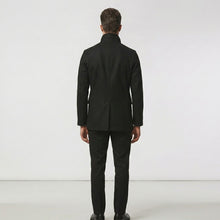 Load image into Gallery viewer, Men’s Black Navy Fleece Peacoat – Classic Double Breasted Winter Coat