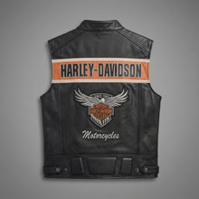 Load image into Gallery viewer, Men’s Harley-Style Leather Roadster Vest – Premium Black Top-Grain