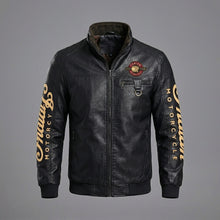 Load image into Gallery viewer, Men’s Indian-Style Leather Racing Jacket – Premium Black Moto Bomber