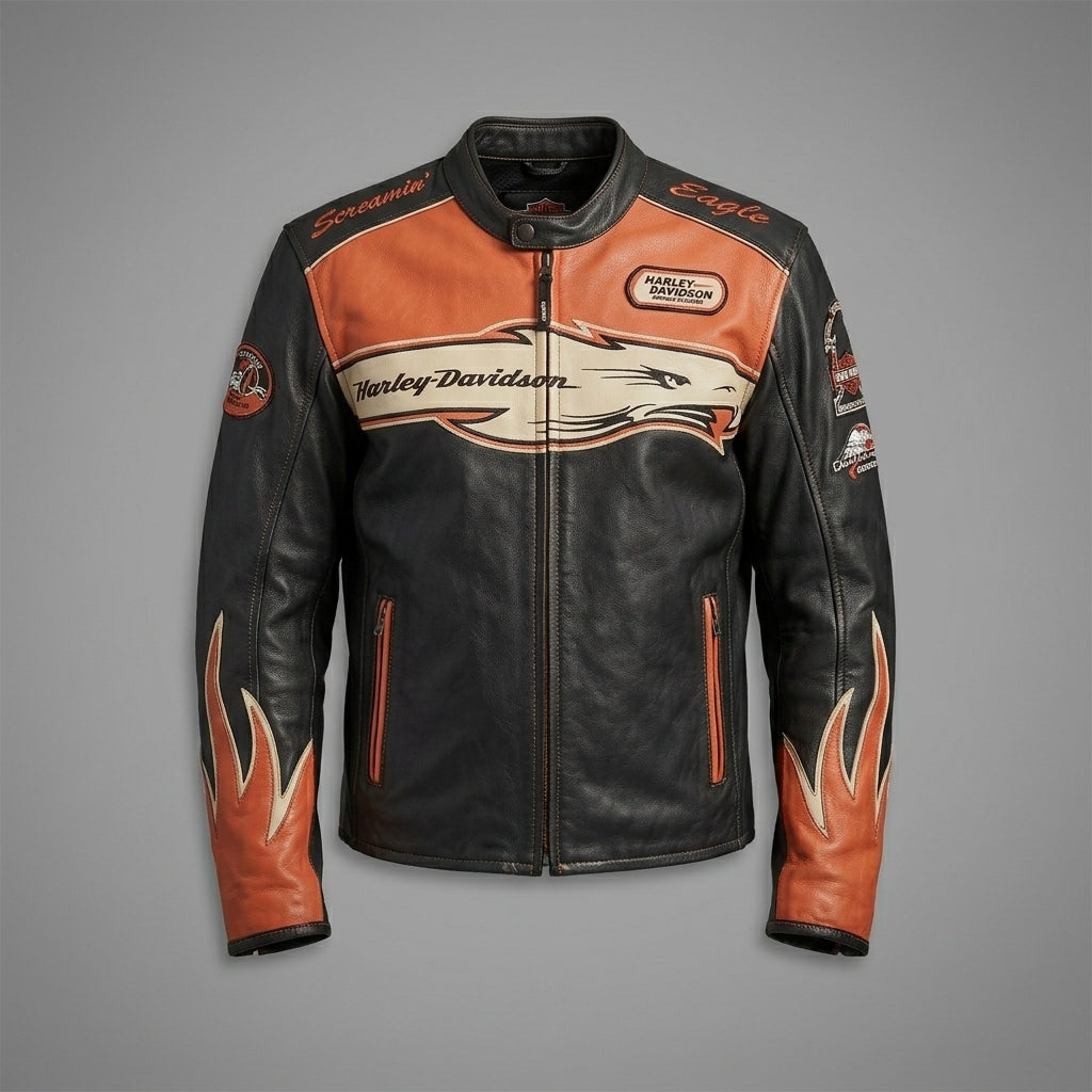 Harley Davidson Racing Leather Jacket - Vintage Biker