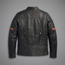 Laden Sie das Bild in den Galerie-Viewer, Herren Motorradjacke aus schwarzem Leder im Harley-Stil – Steppdetail an den Schultern