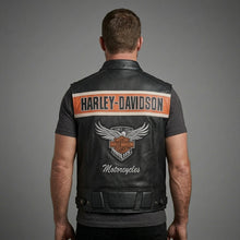 Load image into Gallery viewer, Men’s Harley-Style Leather Roadster Vest – Premium Black Top-Grain