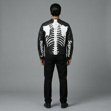 Laden Sie das Bild in den Galerie-Viewer, Herren Skelett Knochen Lederjacke – Echtes Leder Streetwear Biker Stil