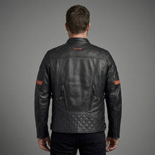 Laden Sie das Bild in den Galerie-Viewer, Herren Motorradjacke aus schwarzem Leder im Harley-Stil – Steppdetail an den Schultern