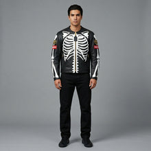 Laden Sie das Bild in den Galerie-Viewer, Herren Skelett Knochen Lederjacke – Echtes Leder Streetwear Biker Stil