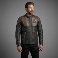 Laden Sie das Bild in den Galerie-Viewer, Herren Harley-Davidson Stil Adlerflügel Leder-Bikerjacke