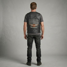 Load image into Gallery viewer, Men’s Harley-Style Leather Biker Vest – Real Leather Club Cut Snap Button