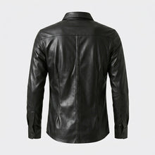 Load image into Gallery viewer, Men’s Slim Fit Black Sheepskin Leather Shirt Jacket – Premium Leather Overshirt