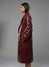 Laden Sie das Bild in den Galerie-Viewer, Damen Zweireihiger Leder-Trenchcoat – Eleganter, klassischer langer Übermantel