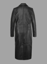 Load image into Gallery viewer, Women’s Black Real Leather Long Coat – Classic Elegant Trench Overcoat