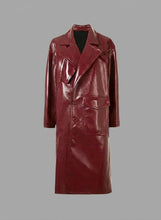 Laden Sie das Bild in den Galerie-Viewer, Damen Zweireihiger Leder-Trenchcoat – Eleganter, klassischer langer Übermantel