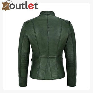 Green Victory Military Parade Style Real Leather Jacket