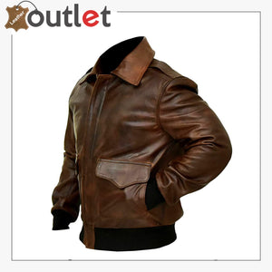 Cowhide Leather Bomber Aviator Flight Jacket Leather Outlet