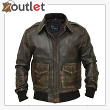 Load image into Gallery viewer, A2 Aviator Distressed Cowhide Leather Bomber Aviator Flight Jacket Leather Outlet