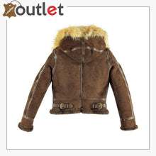 Load image into Gallery viewer, B3 Woman Hoodie Leather Bomber Jacket - Leather Outlet