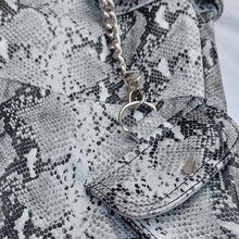 Load image into Gallery viewer, Crazy Black and white Real Cowhide snake print leather cargo spiked pants Leather Outlet