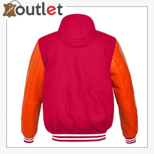 Load image into Gallery viewer, Genuine Orange Leather Varsity Jacket For Women