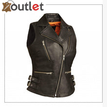Load image into Gallery viewer, Goddess- Ladies Motorcycle Leather Vest - Leather Outlet
