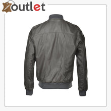 Load image into Gallery viewer, Grey Leather Bomber Jacket - Leather Outlet