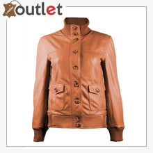 Load image into Gallery viewer, Gusty Grey Bomber Womens Leather Jacket - Leather Outlet