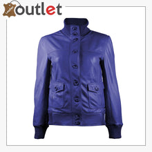 Load image into Gallery viewer, Gusty Grey Bomber Womens Leather Jacket - Leather Outlet