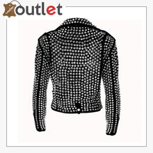 Load image into Gallery viewer, Handmade Women Black Fashion Studded Punk Style Leather Jacket