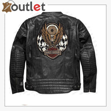 Load image into Gallery viewer, Harley Davidson Men Embroidery Eagle Design Natural Leather Jacket