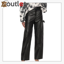 Load image into Gallery viewer, High-rise wide-leg leather jeans Pants