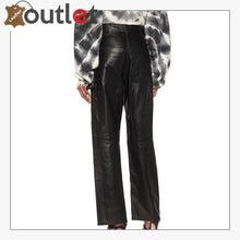 Load image into Gallery viewer, High-rise wide-leg leather jeans Pants