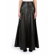 Load image into Gallery viewer, Ladies Long Slim fit Genuine Soft Lambskin Black Leather Skirt Leather Outlet