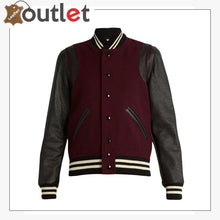 Load image into Gallery viewer, Ladies Maroon Wool-blend and leather teddy Varsity Jacket - Leather Outlet