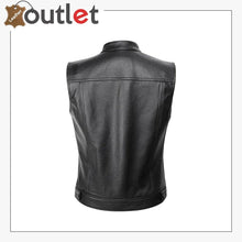 Load image into Gallery viewer, Leather Biker Vest Men's Genuine Cow Leather Motorcycle Waistcoat