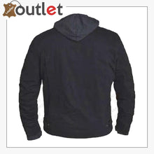 Laden Sie das Bild in den Galerie-Viewer, MENS BLACK DENIM MOTORCYCLE JACKET