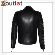 Load image into Gallery viewer, Men Best Seller Lamb Leather Studded Jacket - Leather Outlet