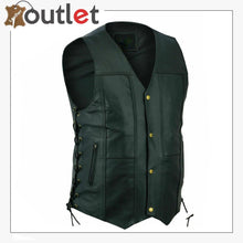 Load image into Gallery viewer, Men Black Genuine Leather Vest